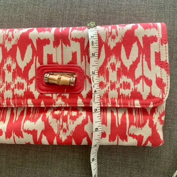Chicos red and white patterned clutch bag - Picture 9 of 9